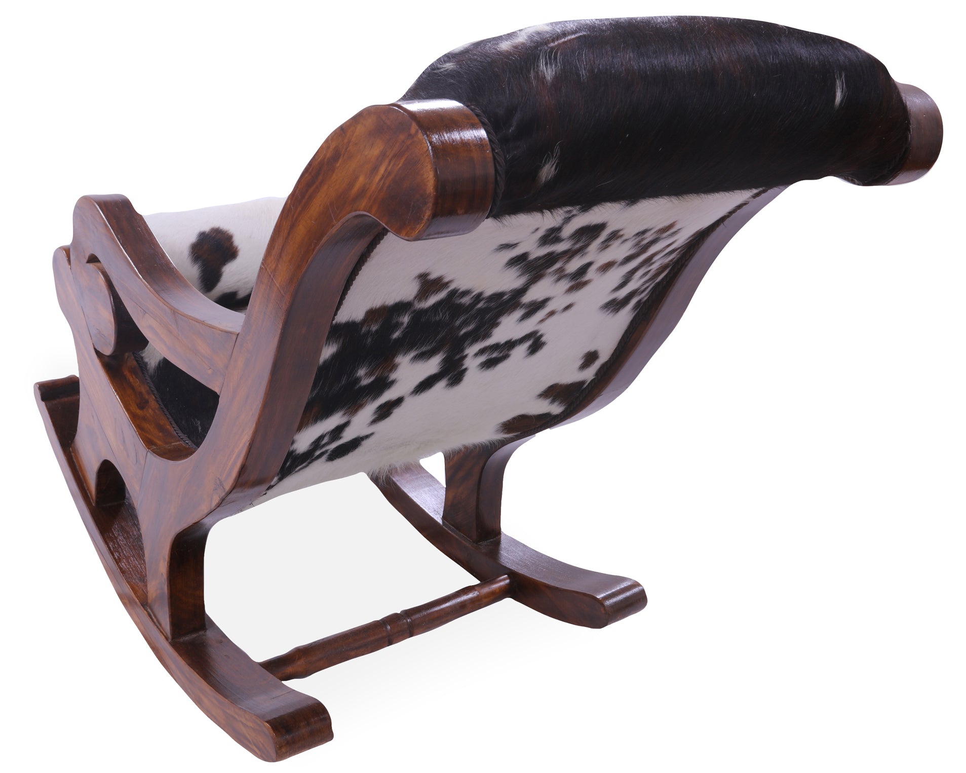 Hair-On Cowhide Wooden Handcrafted Rocking Chair - Golden Nile