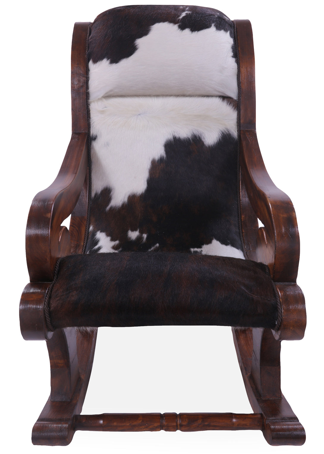 Hair-On Cowhide Wooden Handcrafted Rocking Chair - Golden Nile