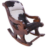 Hair-On Cowhide Wooden Handcrafted Rocking Chair - Golden Nile