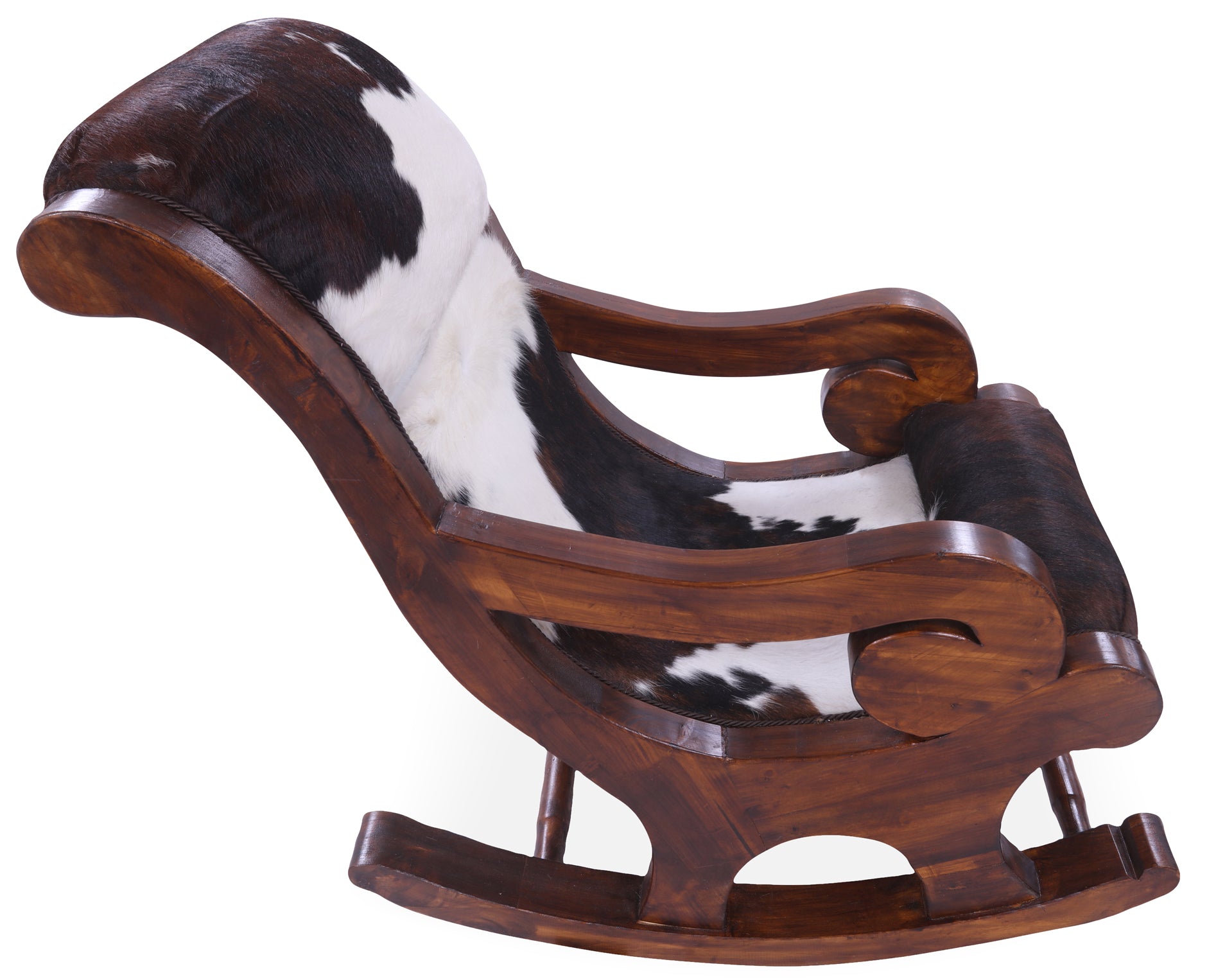 Hair-On Cowhide Wooden Handcrafted Rocking Chair - Golden Nile