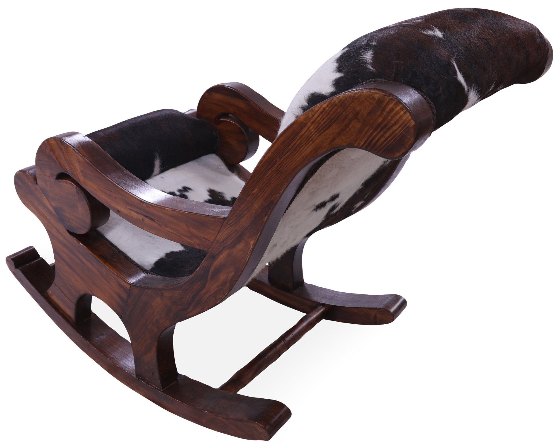 Hair-On Cowhide Wooden Handcrafted Rocking Chair - Golden Nile