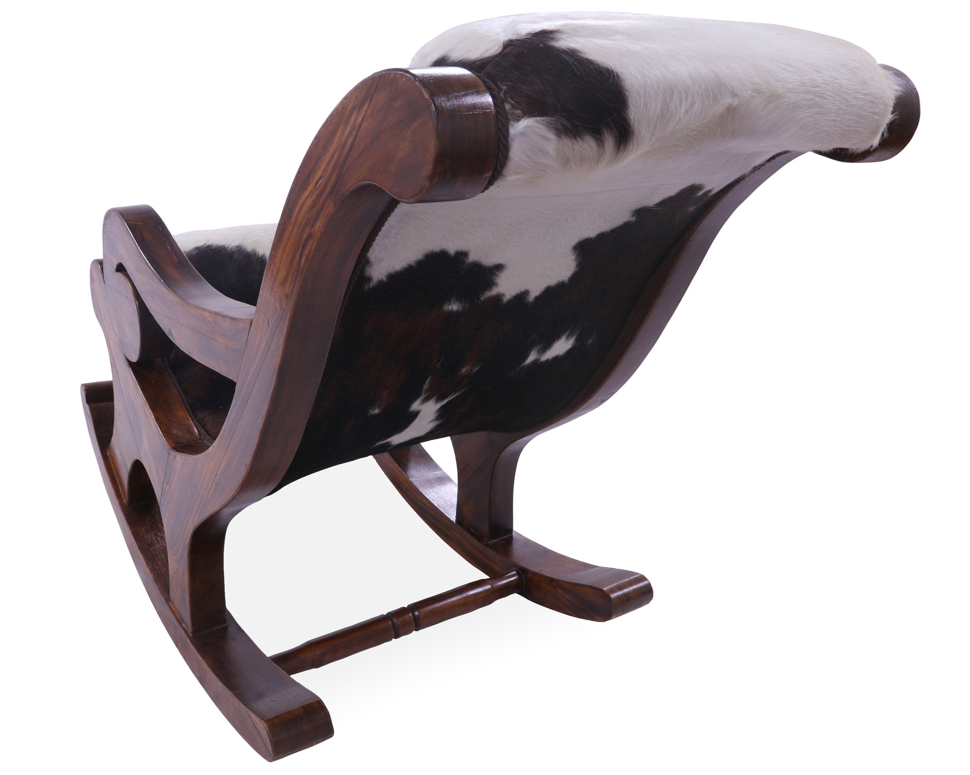 Hair-On Cowhide Wooden Handcrafted Rocking Chair - Golden Nile