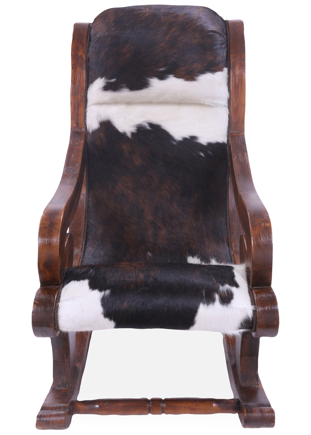 Hair-On Cowhide Wooden Handcrafted Rocking Chair - Golden Nile