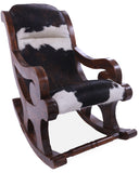 Hair-On Cowhide Wooden Handcrafted Rocking Chair - Golden Nile