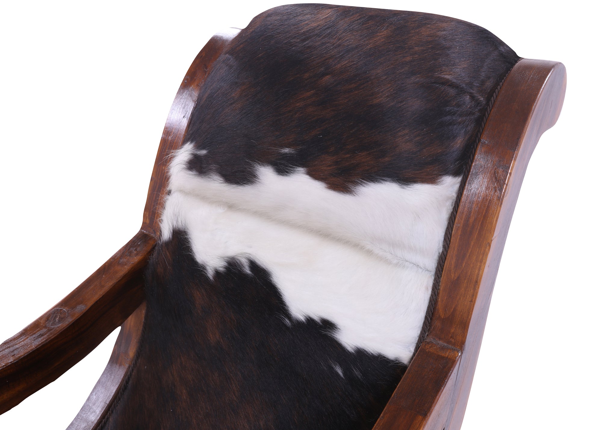 Hair-On Cowhide Wooden Handcrafted Rocking Chair - Golden Nile