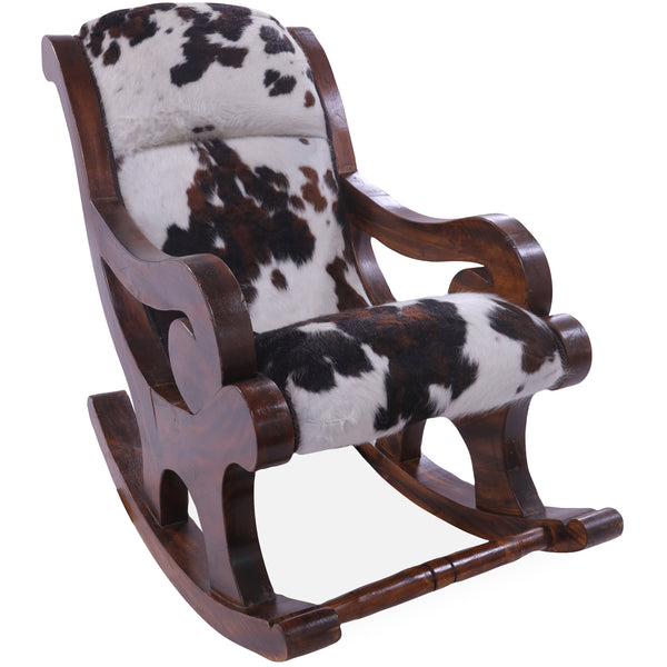 Hair-On Cowhide Wooden Handcrafted Rocking Chair – Golden Nile