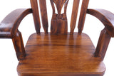 Wooden Rocking Chair Handcarved Back Sunflower Removable Hair-On Cowhide Pillow - Golden Nile