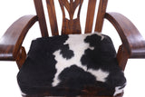 Wooden Rocking Chair Handcarved Back Sunflower Removable Hair-On Cowhide Pillow - Golden Nile