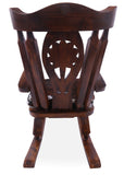 Wooden Rocking Chair Handcarved Back Sunflower Removable Hair-On Cowhide Pillow - Golden Nile
