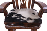 Wooden Rocking Chair Handcarved Back Sunflower Removable Hair-On Cowhide Pillow - Golden Nile