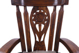 Wooden Rocking Chair Handcarved Back Sunflower Removable Hair-On Cowhide Pillow - Golden Nile