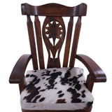 Wooden Rocking Chair Handcarved Back Sunflower Removable Hair-On Cowhide Pillow - Golden Nile