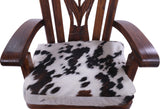 Wooden Rocking Chair Handcarved Back Sunflower Removable Hair-On Cowhide Pillow - Golden Nile