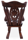 Wooden Rocking Chair Handcarved Back Sunflower Removable Hair-On Cowhide Pillow - Golden Nile