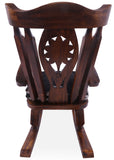 Wooden Rocking Chair Handcarved Back Sunflower Removable Hair-On Cowhide Pillow - Golden Nile