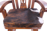 Wooden Rocking Chair Handcarved Back Sunflower Removable Hair-On Cowhide Pillow - Golden Nile