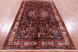 Black New Persian Nahavand Hand Knotted Area Rug - 5' 6" X 9' 8" - Golden Nile