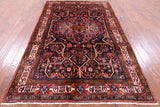 Black New Persian Nahavand Hand Knotted Area Rug - 5' 6" X 9' 8" - Golden Nile