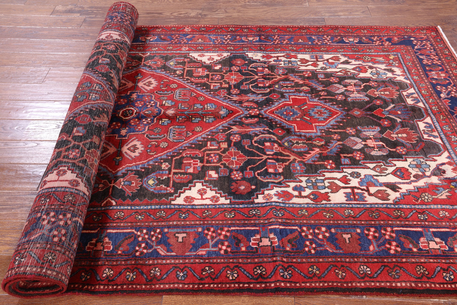 Black New Authentic Persian Hamadan Area Rug - 5' 1" X 10' - Golden Nile