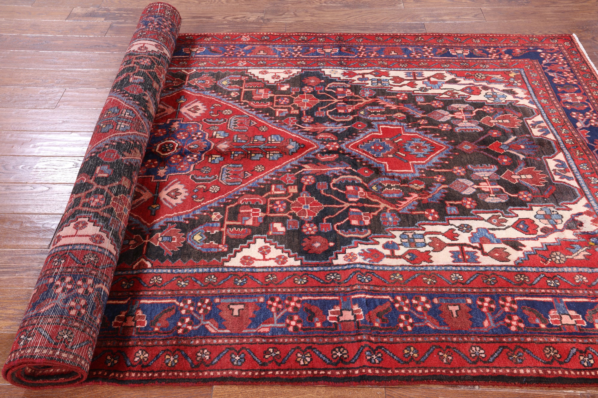 Black New Authentic Persian Hamadan Area Rug - 5' 1" X 10' - Golden Nile