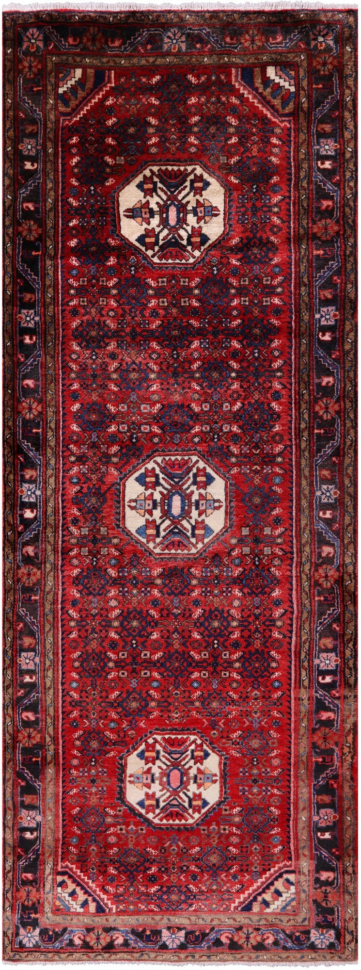 Red New Persian Hamadan Runner Rug - 3' 9" X 10' 1" - Golden Nile