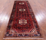 Red New Persian Hamadan Runner Rug - 3' 9" X 10' 1" - Golden Nile