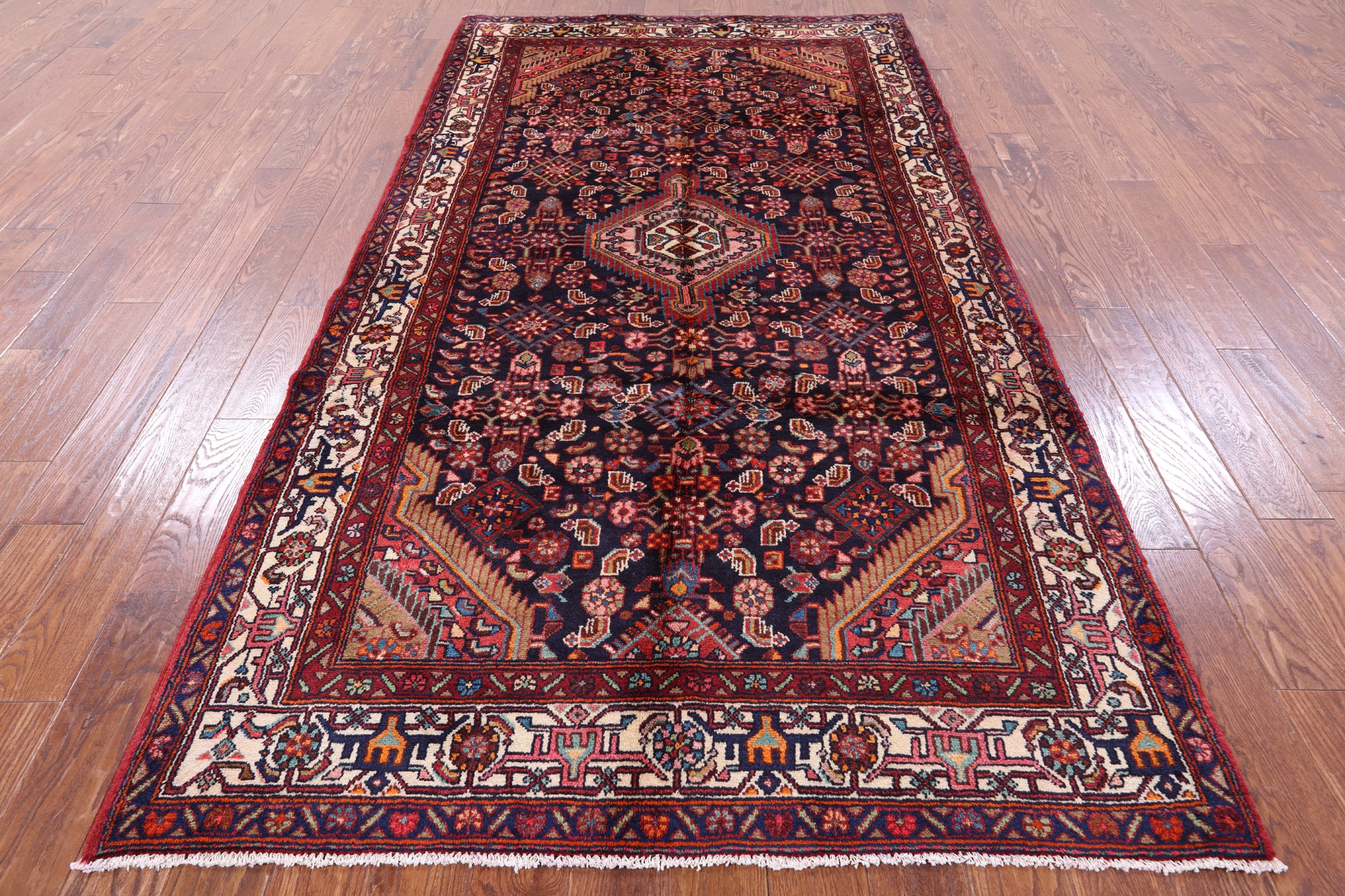 New Persian Hamadan Handmade Area Rug - 5' 2" X 10' 0" - Golden Nile