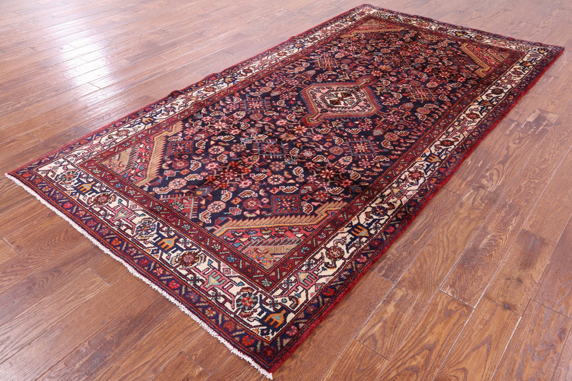 New Persian Hamadan Handmade Area Rug - 5' 2" X 10' 0" - Golden Nile