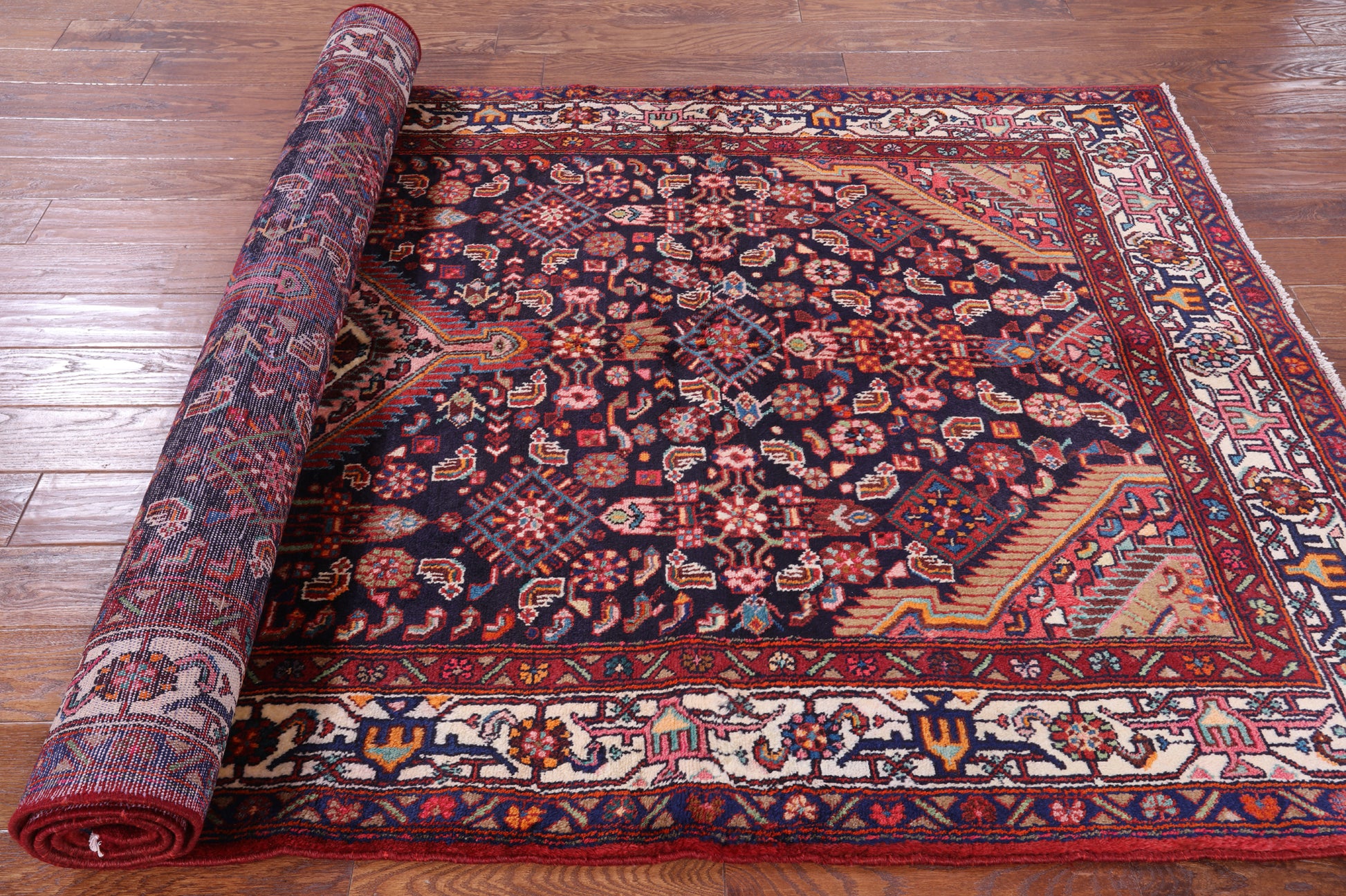 New Persian Hamadan Handmade Area Rug - 5' 2" X 10' 0" - Golden Nile