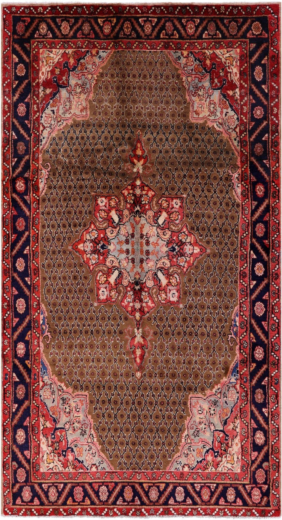 New Persian Hamadan Hand Knotted Area Rug - 5' 3" X 9' 8" - Golden Nile