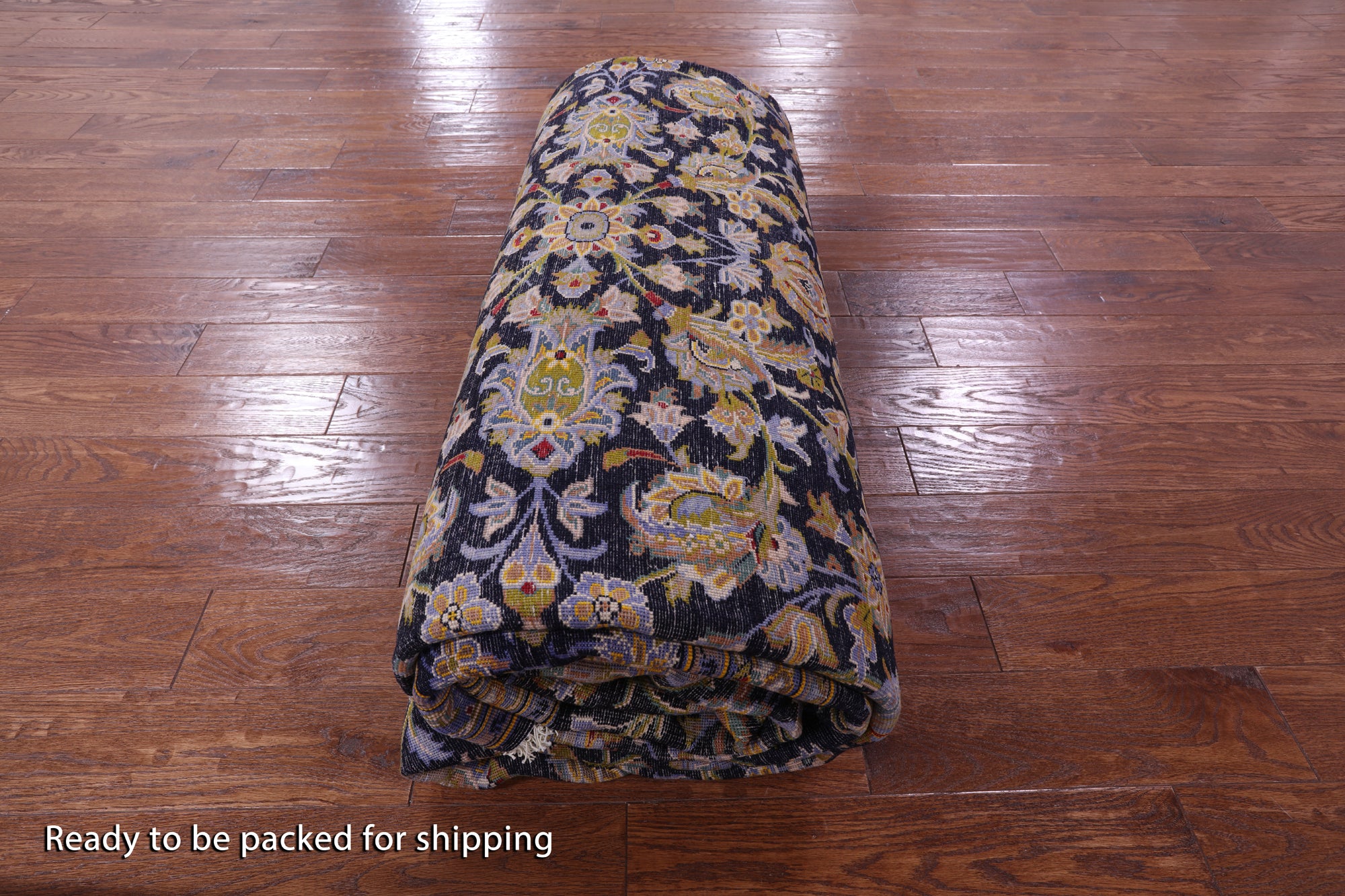 Blue New Persian Kashan Handmade Wool Rug - 9' 9" X 13' 0" - Golden Nile
