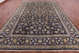 Blue New Persian Kashan Handmade Wool Rug - 9' 9" X 13' 0" - Golden Nile