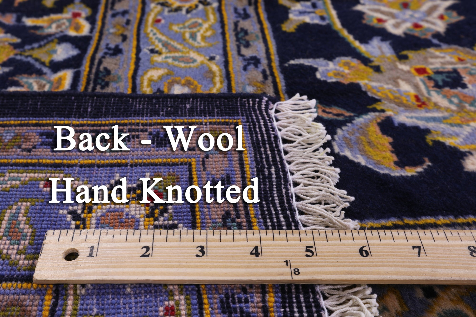 Blue New Persian Kashan Handmade Wool Rug - 9' 9" X 13' 0" - Golden Nile