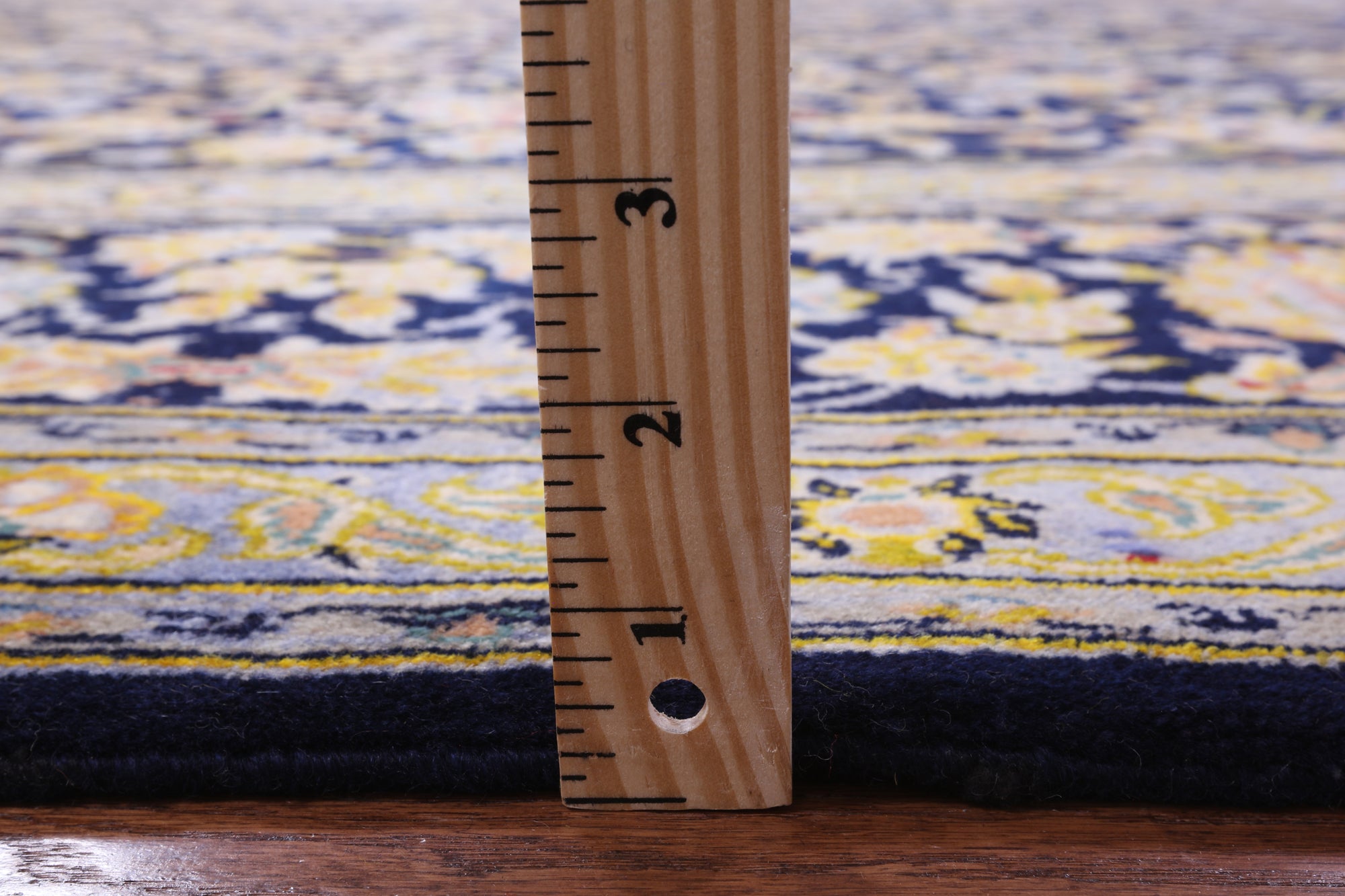Blue New Persian Kashan Handmade Wool Rug - 9' 9" X 13' 0" - Golden Nile