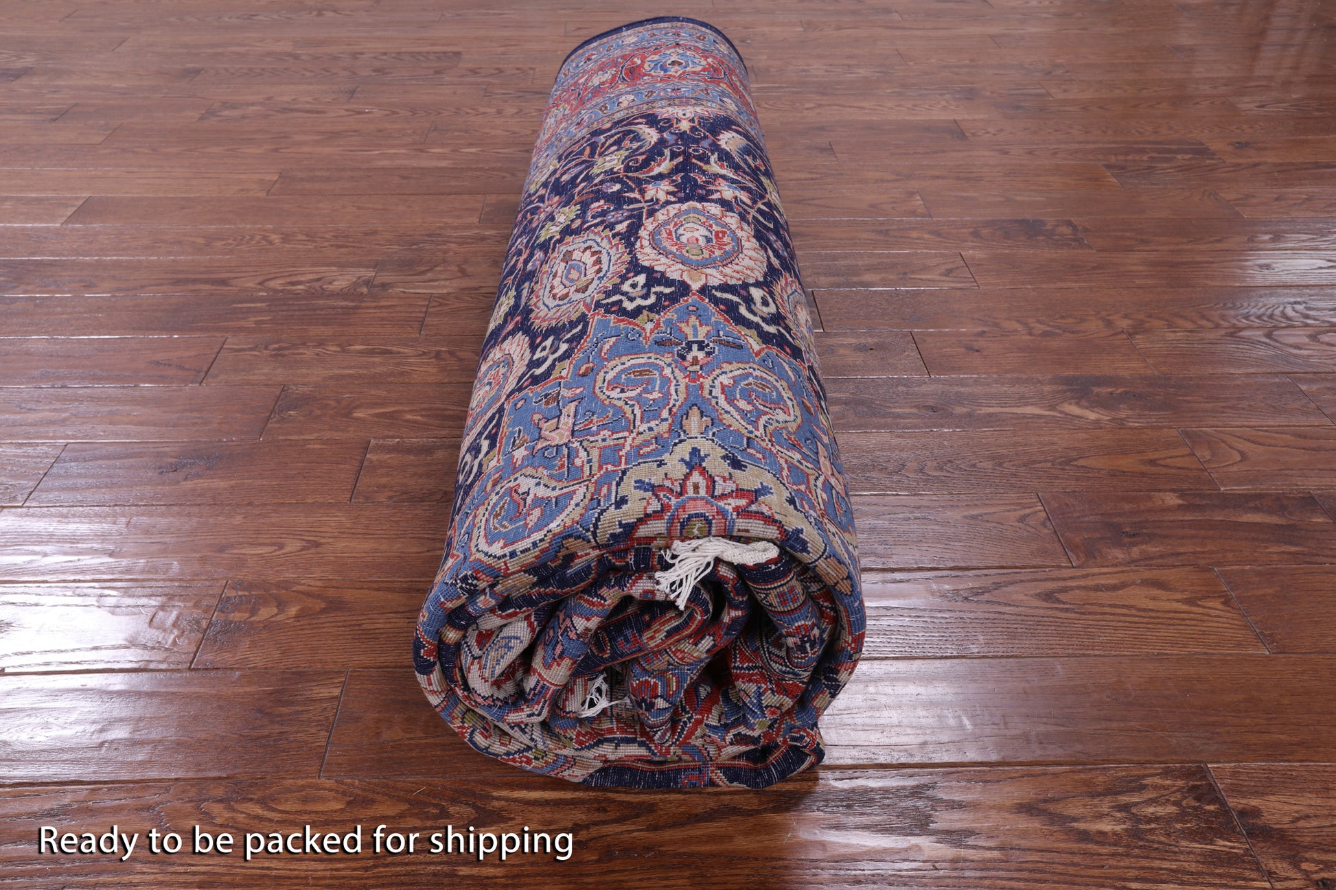 Blue New Authentic Persian Sarouk Hand Knotted Wool Rug - 9' 1" X 12' 0" - Golden Nile
