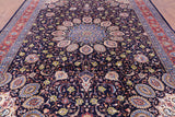 Blue New Authentic Persian Sarouk Hand Knotted Wool Rug - 9' 1" X 12' 0" - Golden Nile