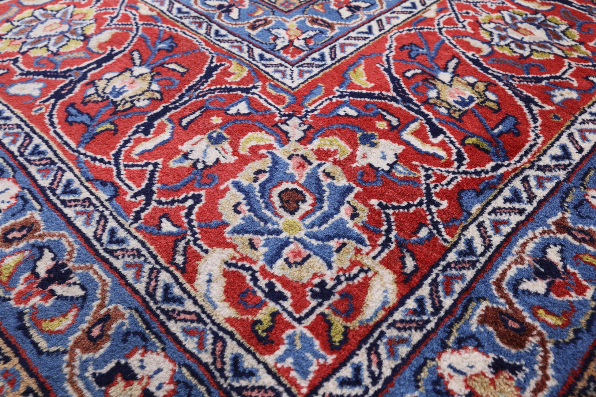 Blue New Authentic Persian Sarouk Hand Knotted Wool Rug - 9' 1" X 12' 0" - Golden Nile