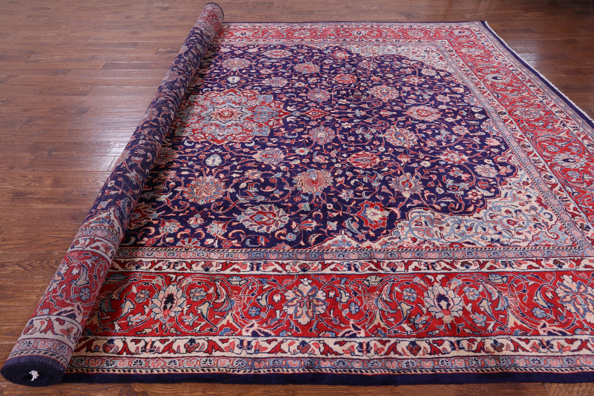 Blue Persian Mahal Hand Knotted Area Rug - 10' 2" X 13' 8" - Golden Nile