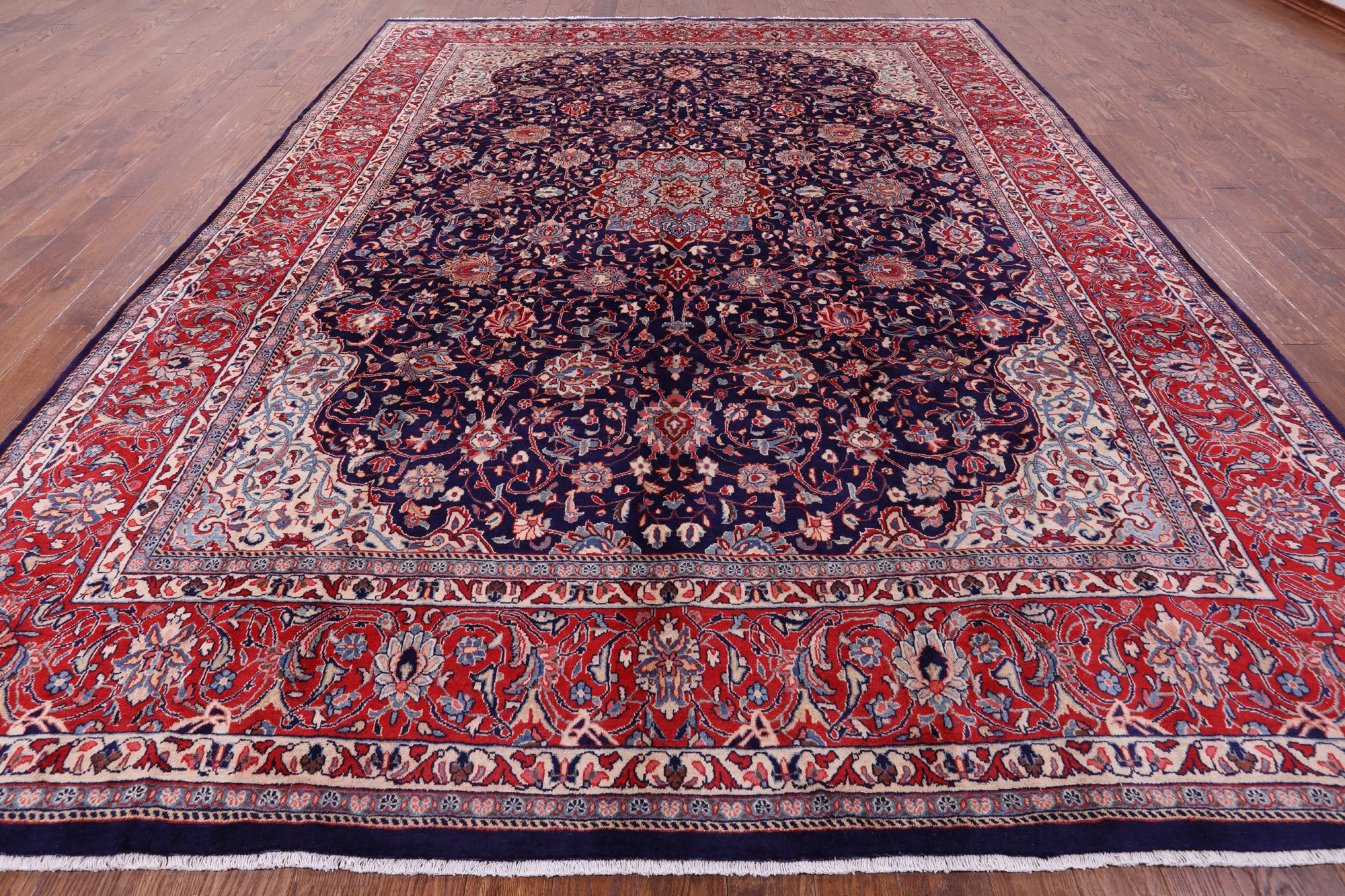 Blue Persian Mahal Hand Knotted Area Rug - 10' 2" X 13' 8" - Golden Nile