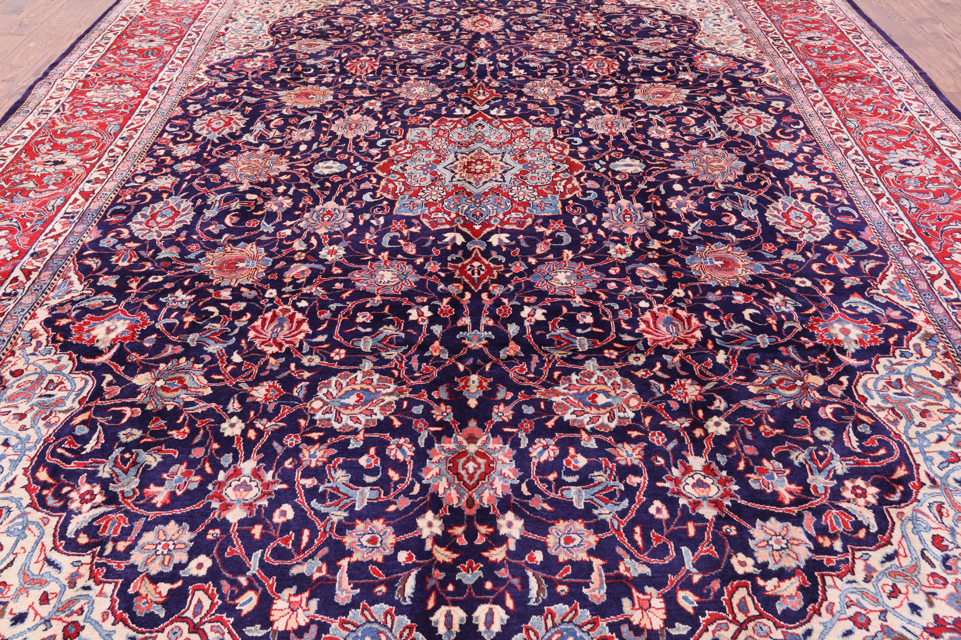 Blue Persian Mahal Hand Knotted Area Rug - 10' 2" X 13' 8" - Golden Nile