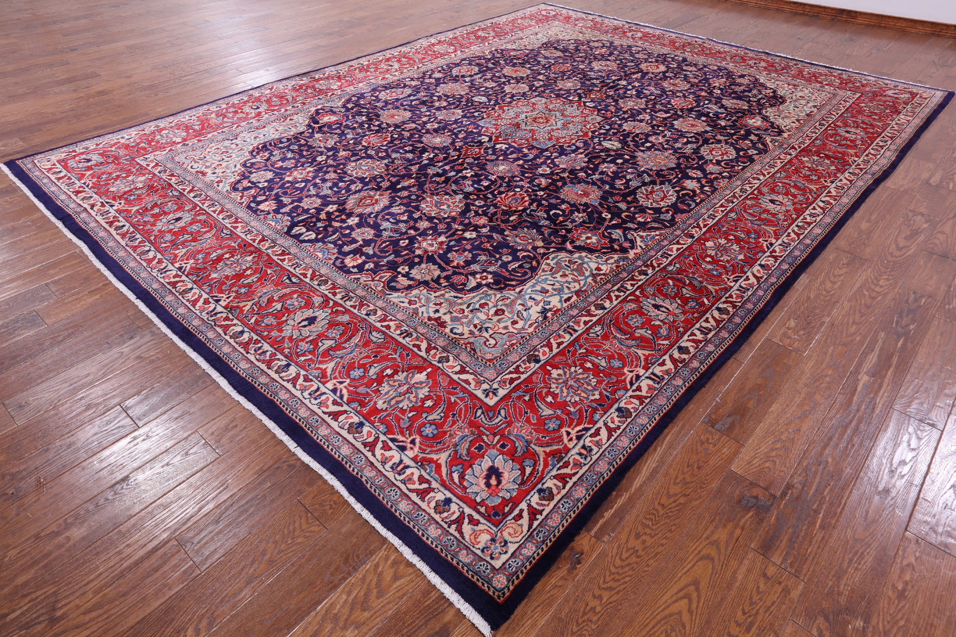 Blue Persian Mahal Hand Knotted Area Rug - 10' 2" X 13' 8" - Golden Nile