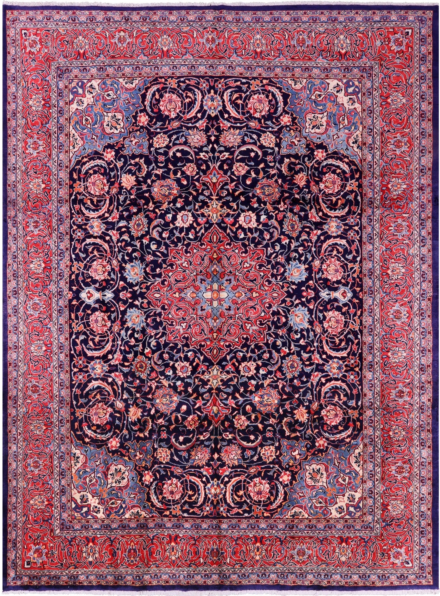 Blue New Persian Sarouk Area Rug - 9' 11" X 13' 2" - Golden Nile
