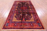Black New Persian Nahavand Hand Knotted Area Rug - 5' 6" X 9' 10" - Golden Nile
