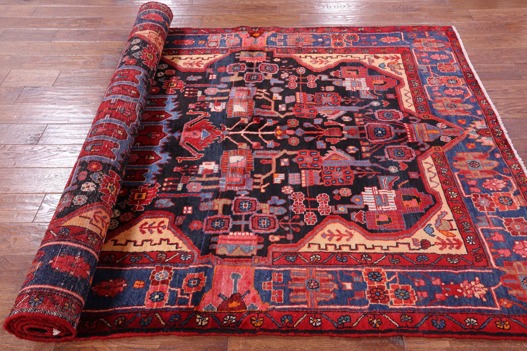 Black New Handmade Persian Nahavand Wool Rug - 5' 5" X 10' 5" - Golden Nile