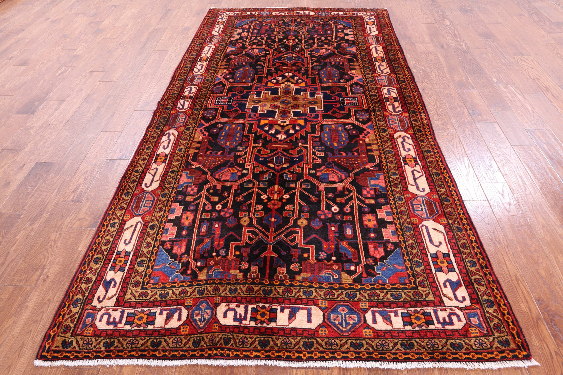 Black New Authentic Persian Nahavand Area Rug - 5' 5" X 10' 3" - Golden Nile