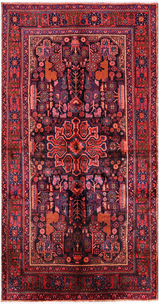 Black New Persian Nahavand Handmade Area Rug - 5' 4" X 10' 1" - Golden Nile