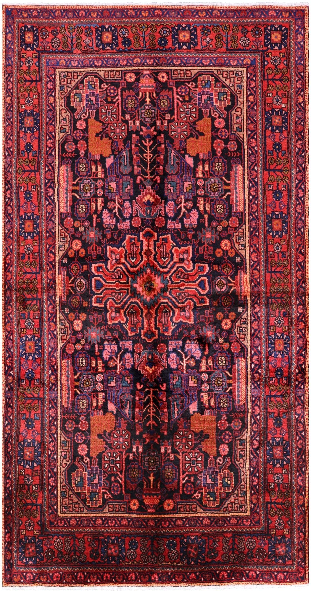Black New Persian Nahavand Handmade Area Rug - 5' 4" X 10' 1" - Golden Nile