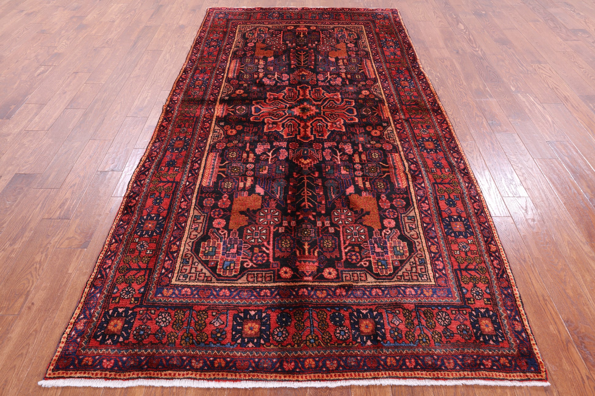 Black New Persian Nahavand Handmade Area Rug - 5' 4" X 10' 1" - Golden Nile