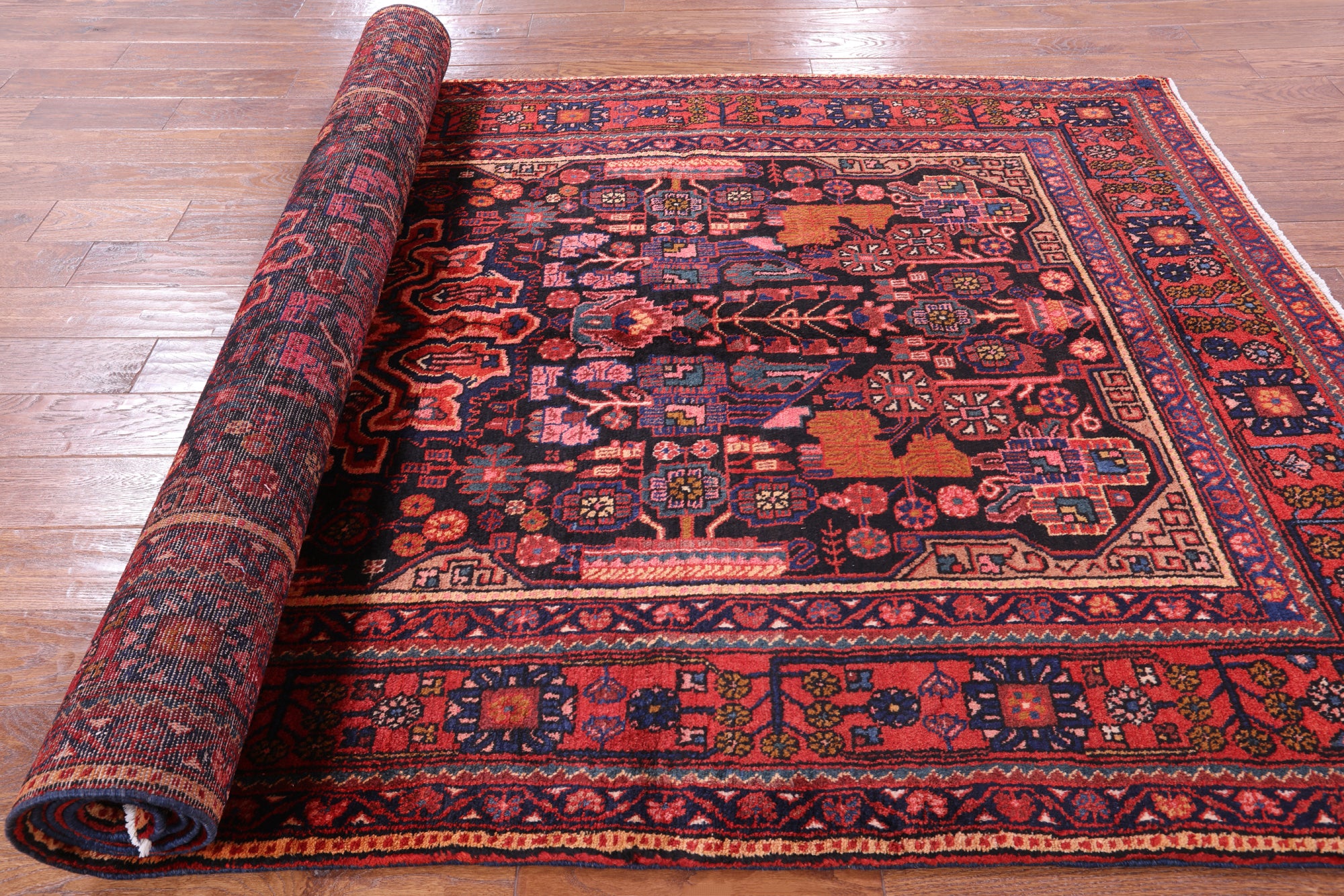 Black New Persian Nahavand Handmade Area Rug - 5' 4" X 10' 1" - Golden Nile