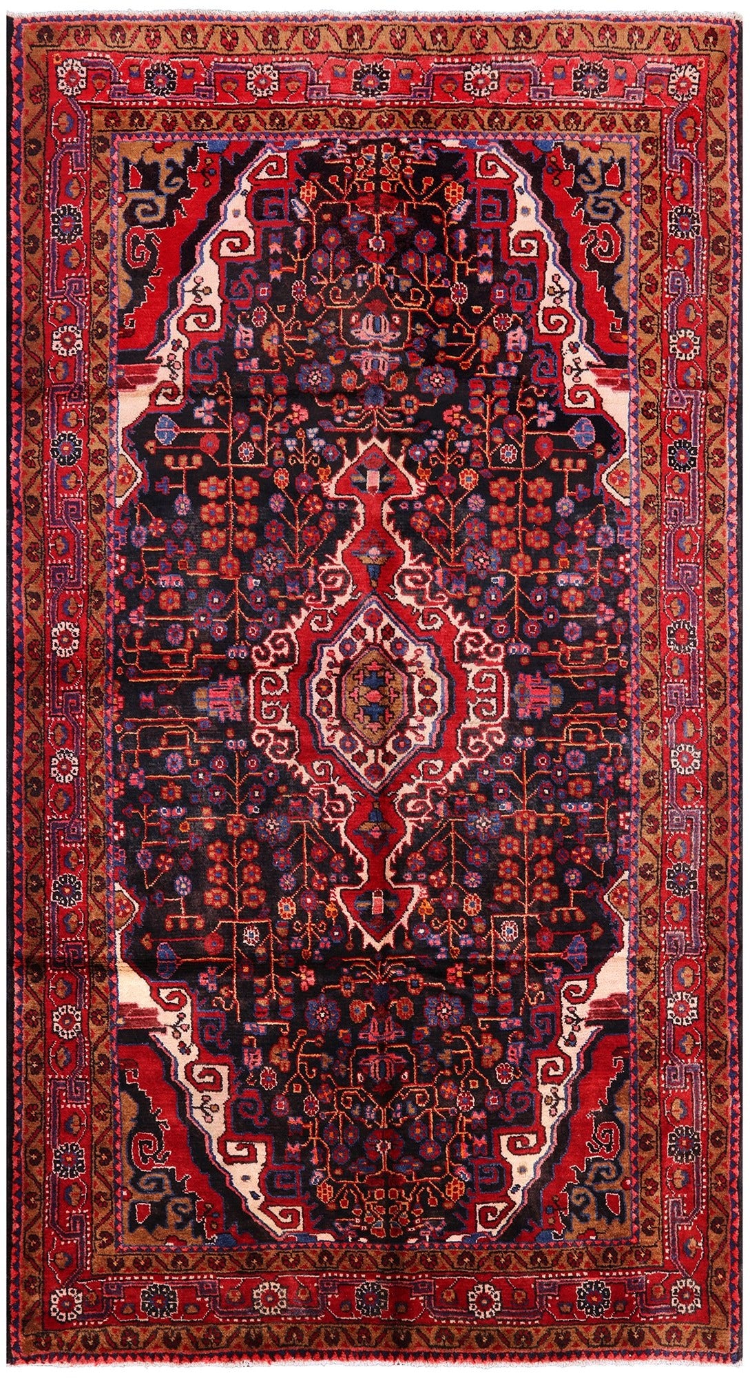 New Authentic Persian Nahavand Hand Knotted Area Rug - 4' 11" X 9' 1" - Golden Nile